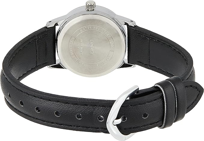 LTP-V002L-1B3UDF Casio Black Dial Black Leather Strap Analog Quartz Women's Watch. - Timecheck