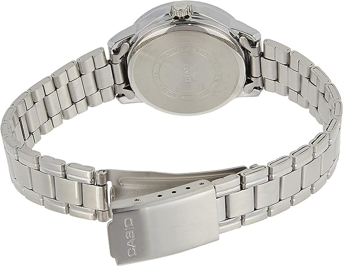 LTP-V004D-1B2UDF Casio Black Dial Stainless Steel Analog Quartz Watch. - Timecheck