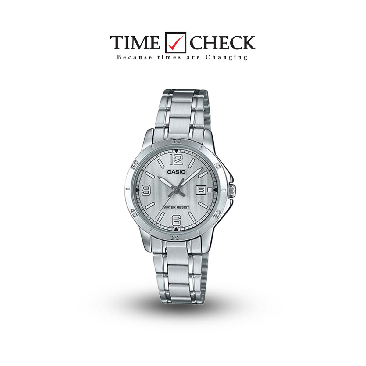 LTP-V004D-7B2UDF Casio Silver Dial Stainless Steel Analog Quartz Women's Watch. - Timecheck