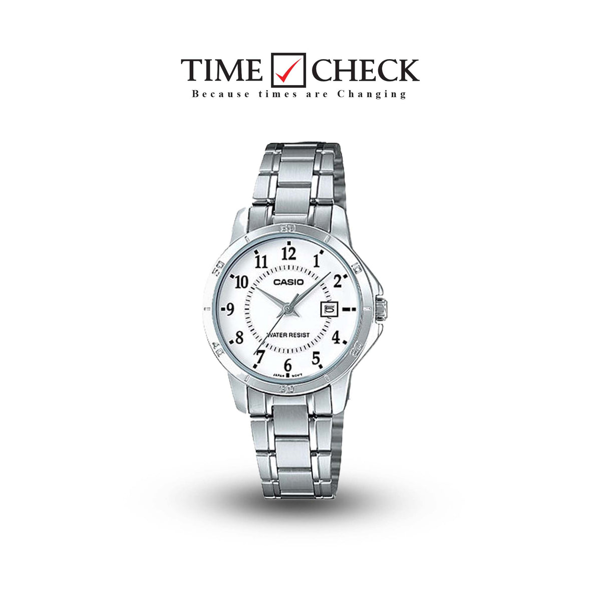 LTP-V004D-7BUDF Casio White Dial Stainless Steel Analog Quartz Women's Watch. - Timecheck