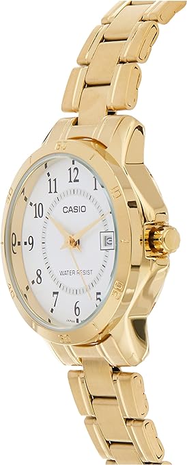 LTP-V004G-7BUDF Casio White Dial Gold Chain Stainless Steel Analog Men's Watch. - Timecheck