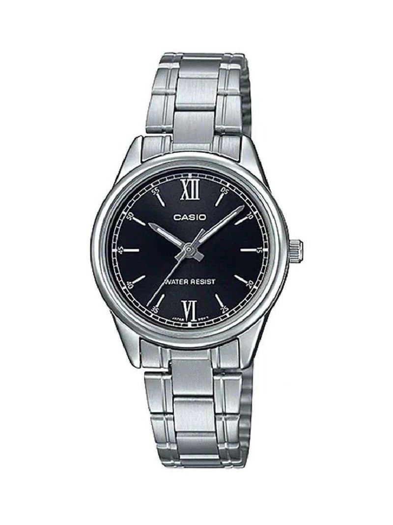 LTP-V005D-1B2UDF Casio Black Dial Silver Stainless Steel Analog Quartz Women's Watch. - Timecheck