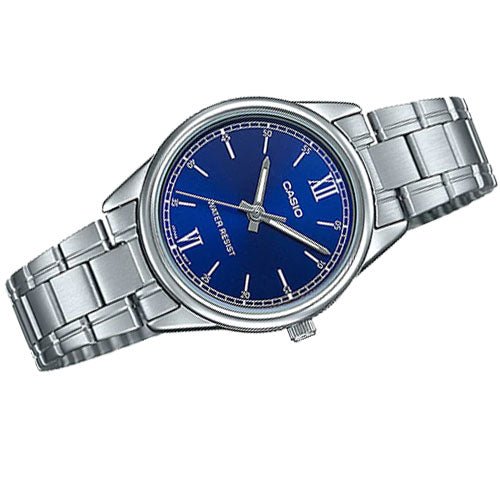 LTP-V005D-2B2UDF Casio Blue Dial Silver Stainless Steel Analog Quartz Women's Watch. - Timecheck