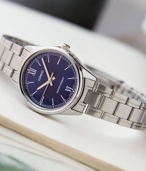 LTP-V005D-2B2UDF Casio Blue Dial Silver Stainless Steel Analog Quartz Women's Watch. - Timecheck