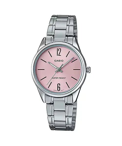 LTP-V005D-4BUDF Casio Pink Dial Silver Stainless Steel Analog Quartz Women's Watch. - Timecheck