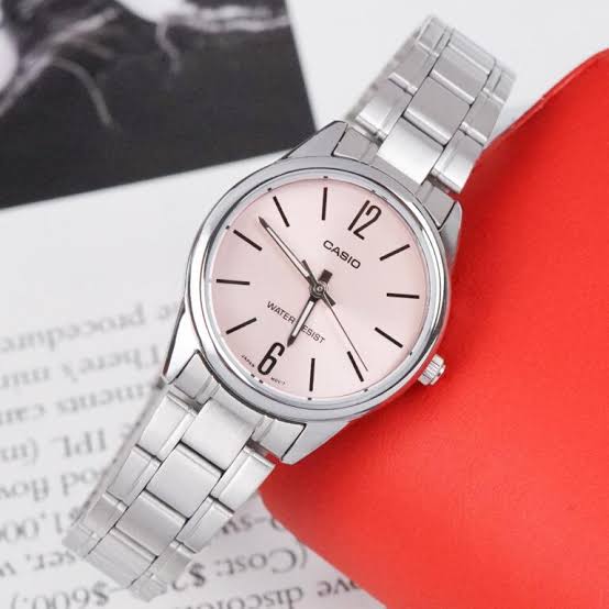 LTP-V005D-4BUDF Casio Pink Dial Silver Stainless Steel Analog Quartz Women's Watch. - Timecheck