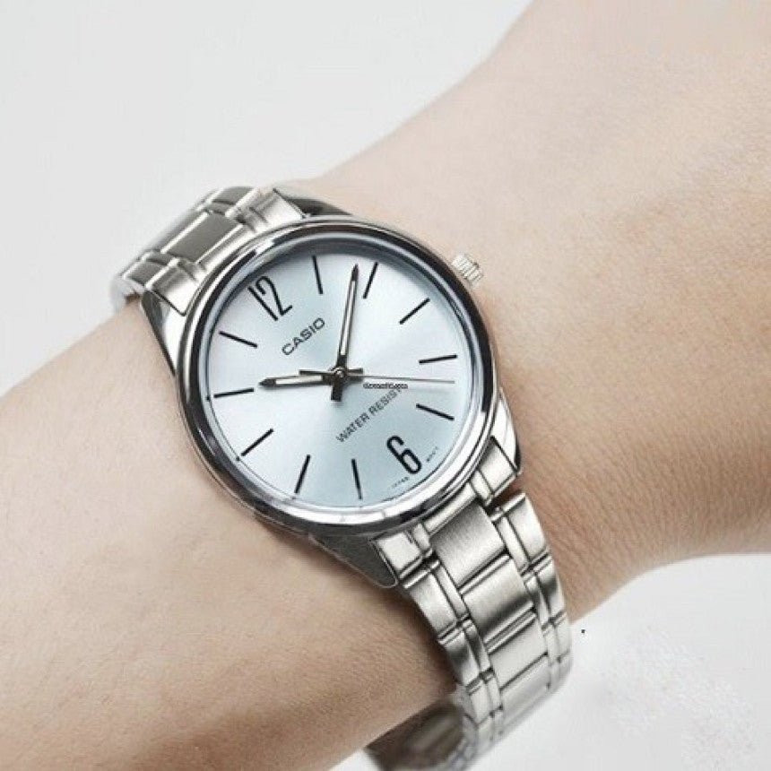 LTP-V005D-7BUDF Casio Silver Dial Silver Stainless Steel Analog Quartz Women's Watch. - Timecheck