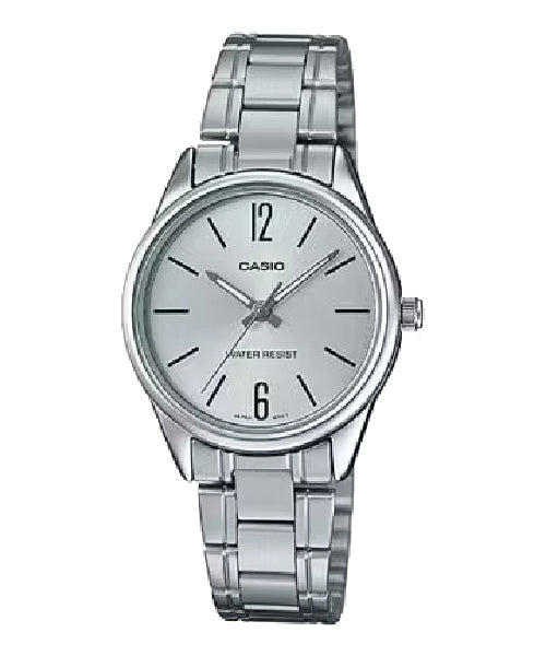 LTP-V005D-7BUDF Casio Silver Dial Silver Stainless Steel Analog Quartz Women's Watch. - Timecheck