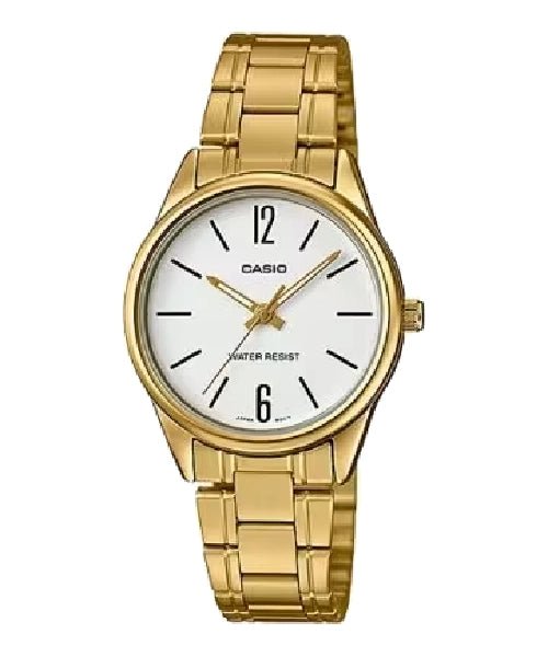 LTP-V005G-7BUDF Casio White Dial Gold Chain Analog Quartz Women's Watch. - Timecheck