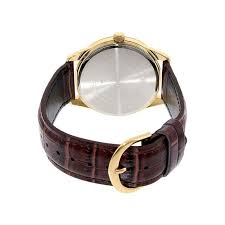 LTP-V005GL-1B2UDF Casio Gold Tone Brown Leather Black Dial Analog Women's Watch. - Timecheck