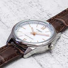 LTP-V005L-7B3UDF Casio White Dial Leather Strap Analog Quartz Women's Watch. - Timecheck