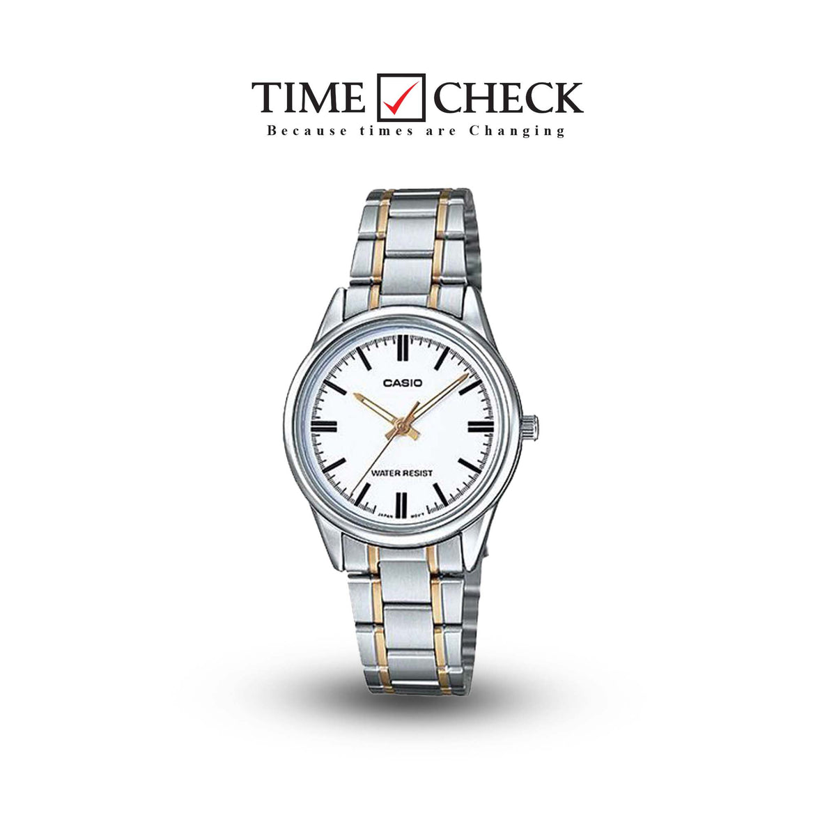 LTP-V005SG-7AUDF Casio White Dial Silver & Gold Analog Quartz Women's Watch. - Timecheck