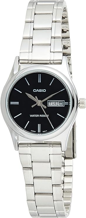 LTP-V006D-1B2UDF Casio Black Dial Stainless Steel Analog Quartz Women's Watch. - Timecheck