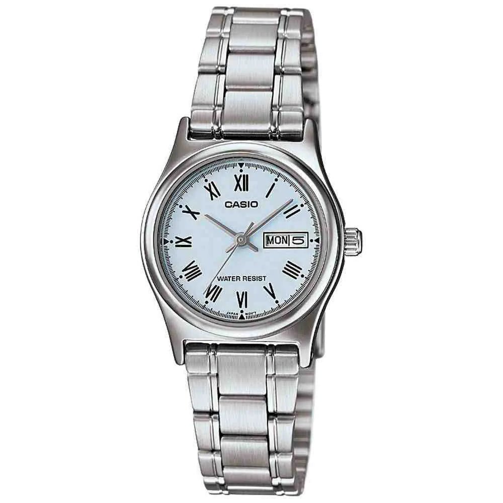 LTP-V006D-2BUDF Casio White Dial Stainless Steel Analog Quartz Women's Watch. - Timecheck