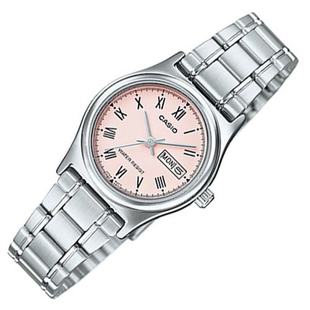 LTP-V006D-4BUDF Casio Pink Dial Stainless Steel Analog Quartz Women's Watch. - Timecheck