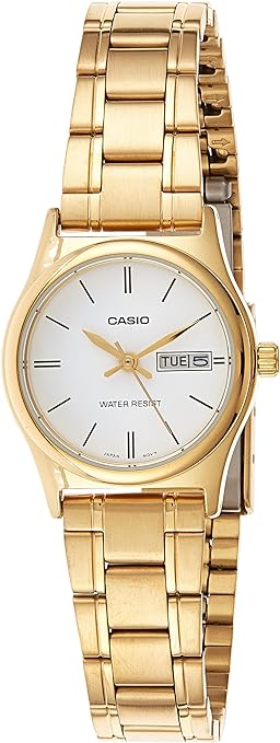 LTP-V006G-7BUDF Casio White Dial Gold Chain Stainless Steel Analog Women's Watch. - Timecheck