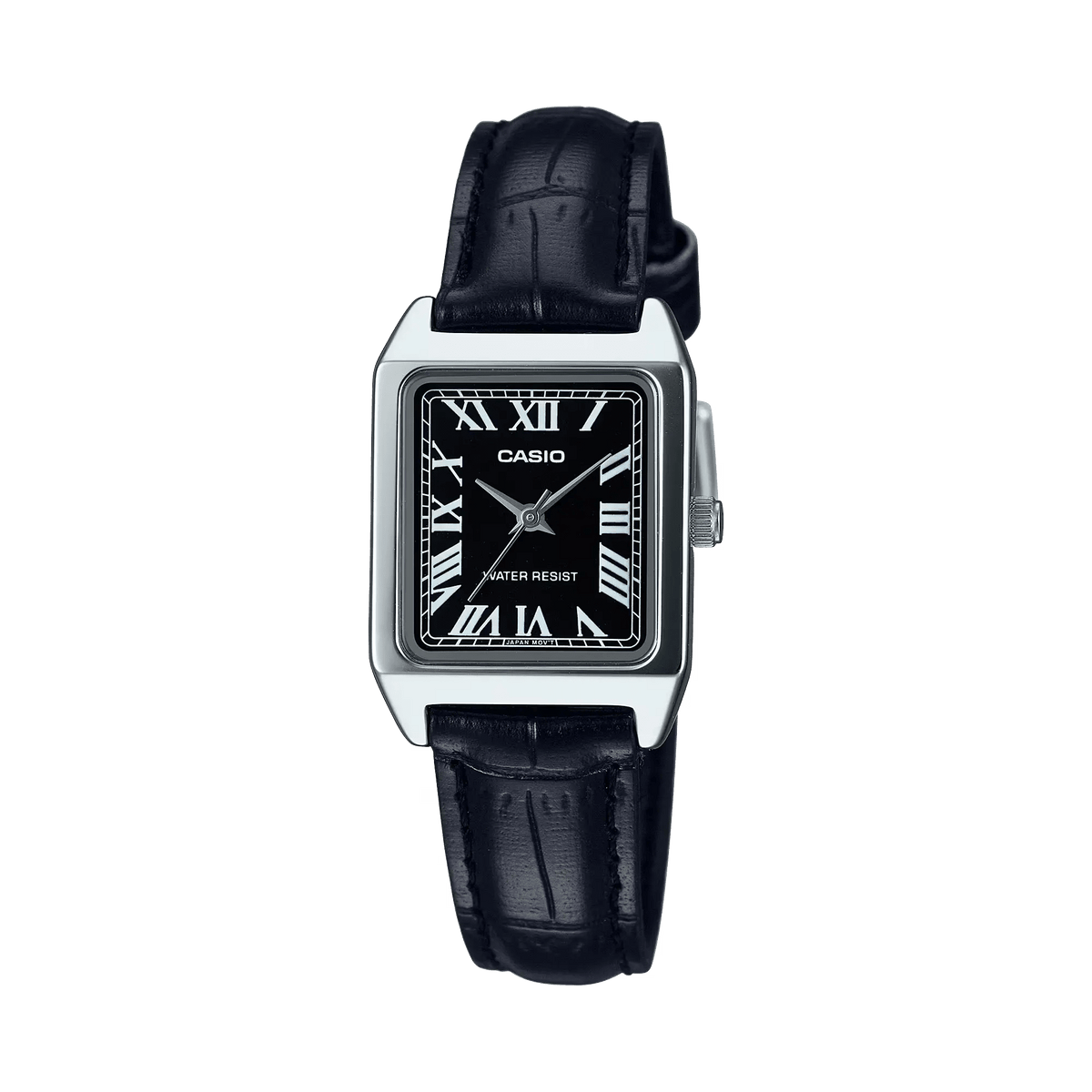 LTP-V007L-1BUDF Casio Black Dial Black Leather Strap Analog Quartz Women's Watch. - Timecheck