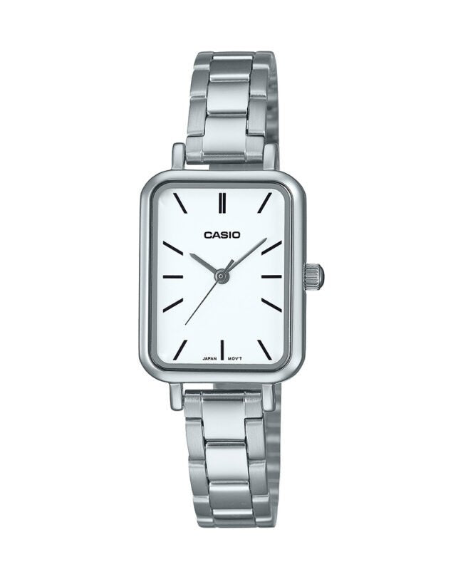 LTP-V009D-7EUDF Casio Analog White Dial Stainless Steel Band Quartz Women's Watch. - Timecheck