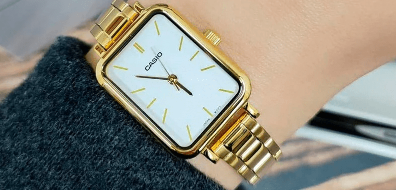 LTP-V009G-7EUDF Casio White Dial Golden Stainless Steel Analog Quartz Women's Watch. - Timecheck