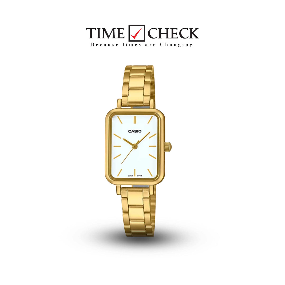 LTP-V009G-7EUDF Casio White Dial Golden Stainless Steel Analog Quartz Women's Watch. - Timecheck