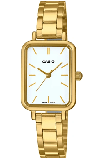 LTP-V009G-7EUDF Casio White Dial Golden Stainless Steel Analog Quartz Women's Watch. - Timecheck