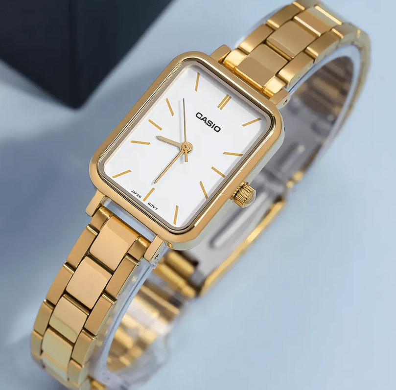 LTP-V009G-7EUDF Casio White Dial Golden Stainless Steel Analog Quartz Women's Watch. - Timecheck