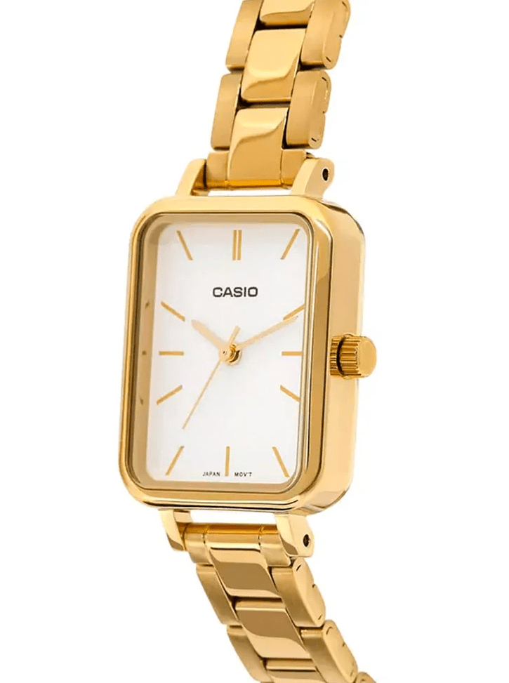 LTP-V009G-7EUDF Casio White Dial Golden Stainless Steel Analog Quartz Women's Watch. - Timecheck