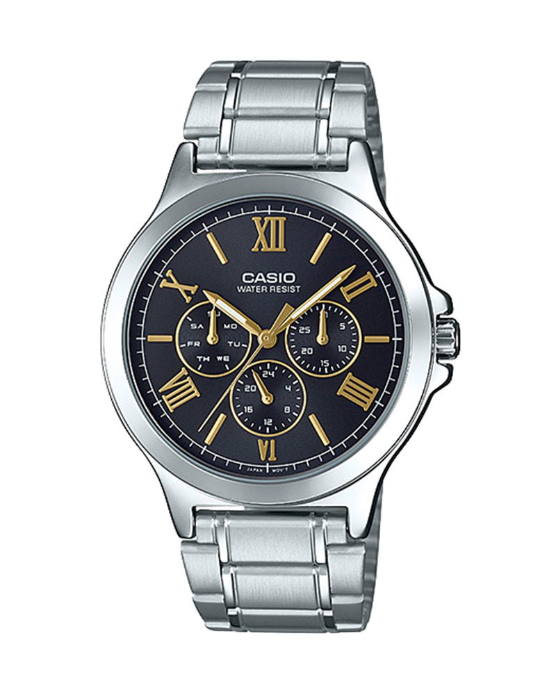LTP-V300D-1A2UDF Casio Black Dial Silver Stainless Steel Analog Quartz Women's Watch. - Timecheck