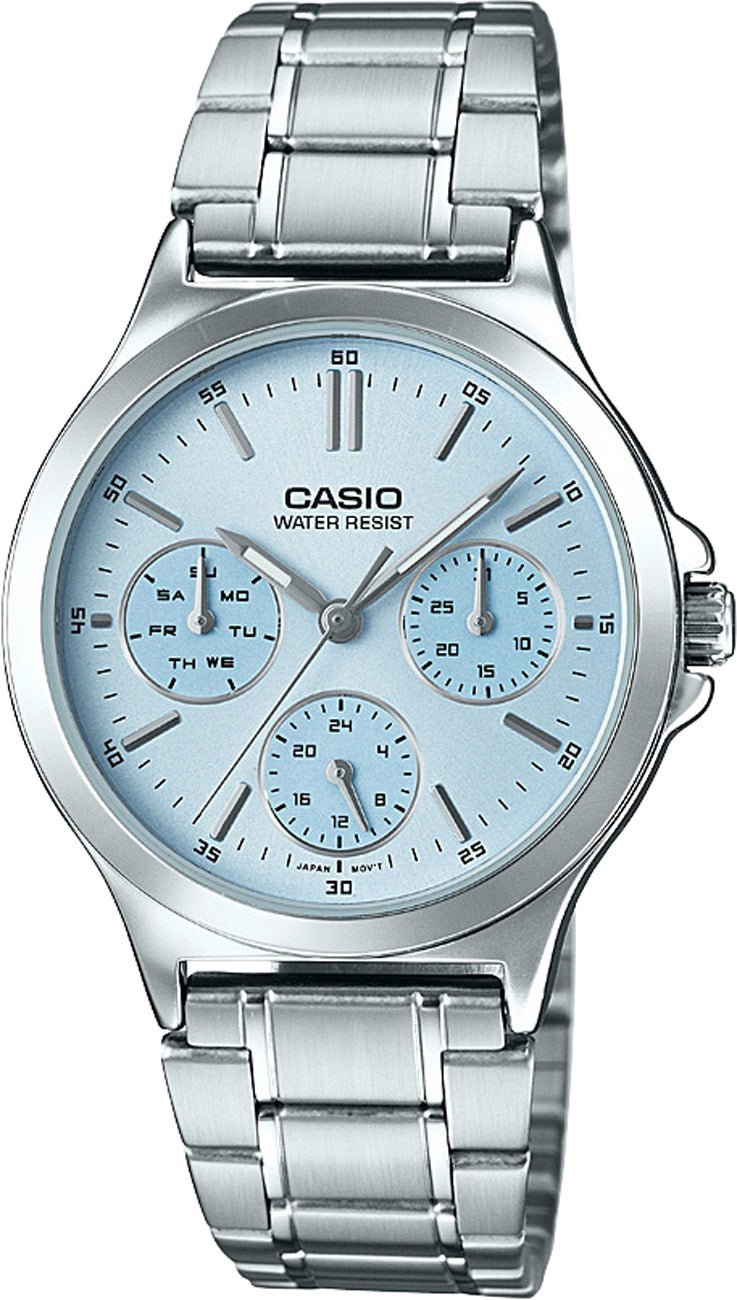 LTP-V300D-2AUDF Casio Light Blue Dial Silver Stainless Steel Analog Quartz Women's Watch. - Timecheck
