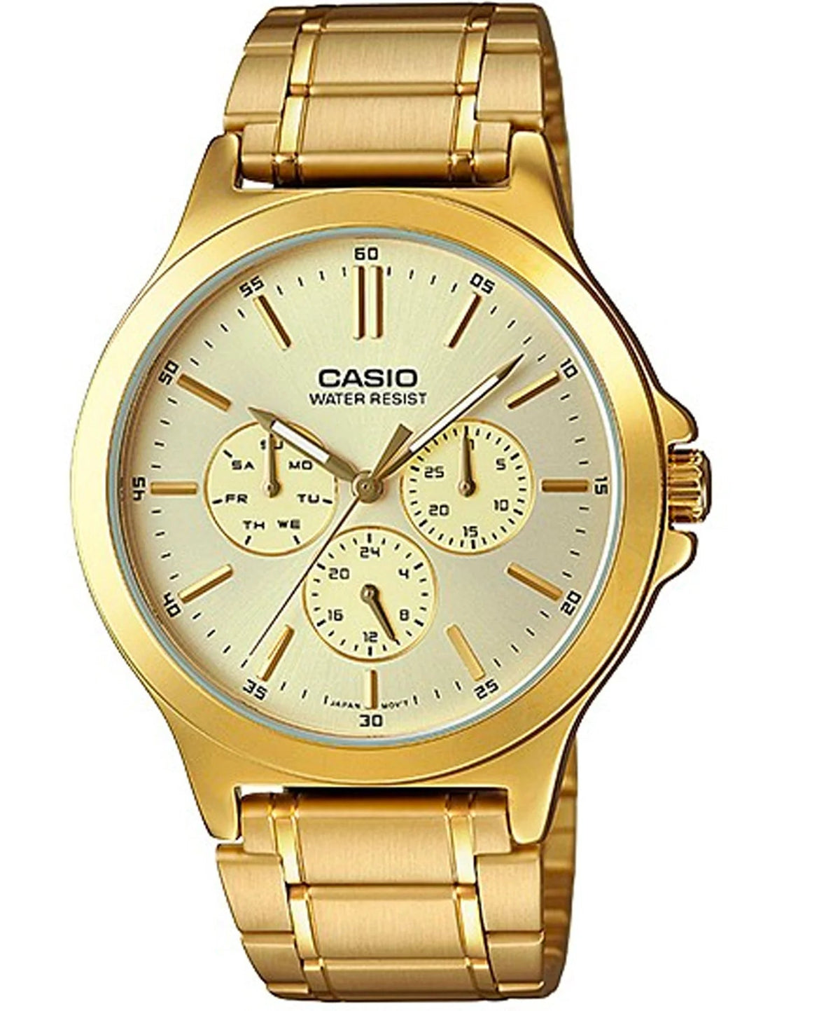 LTP-V300G-9AUDF Casio Golden Dial Golden Stainless Steel Analog Quartz Women's Watch. - Timecheck