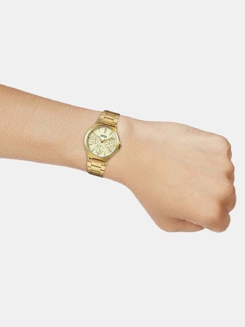 LTP-V300G-9AUDF Casio Golden Dial Golden Stainless Steel Analog Quartz Women's Watch. - Timecheck