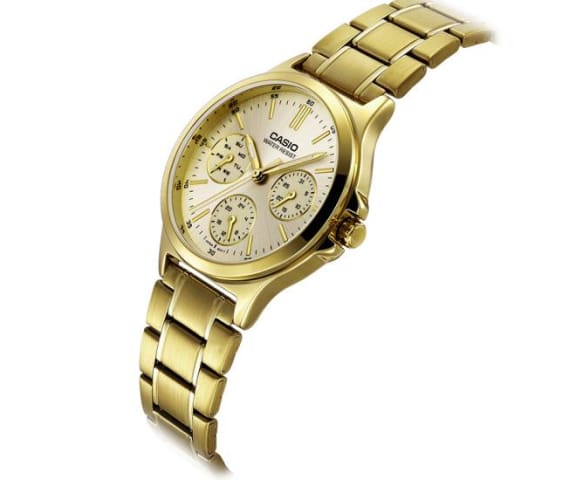 LTP-V300G-9AUDF Casio Golden Dial Golden Stainless Steel Analog Quartz Women's Watch. - Timecheck
