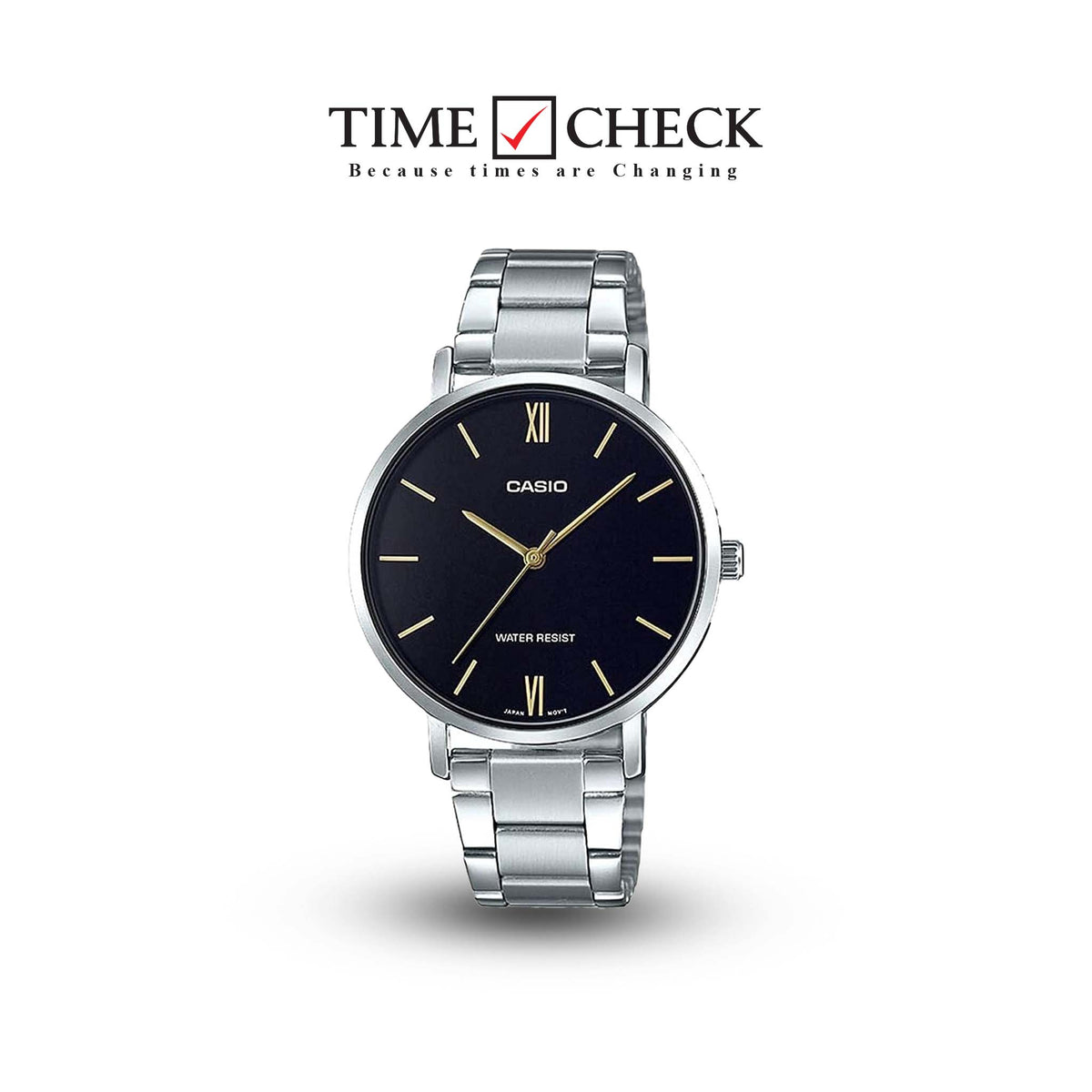 LTP-VT01D-1BUDF Casio Stainless Steel Black Dial Quartz Women's Watch. - Timecheck