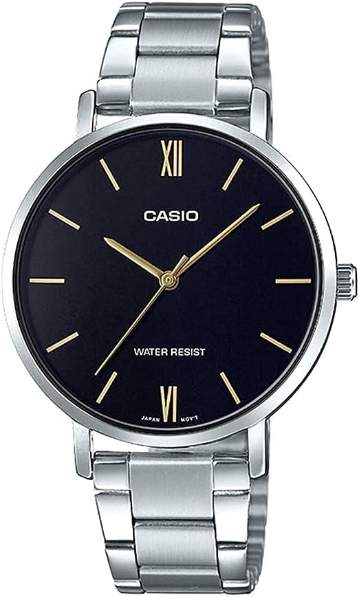 LTP-VT01D-1BUDF Casio Stainless Steel Black Dial Quartz Women's Watch. - Timecheck
