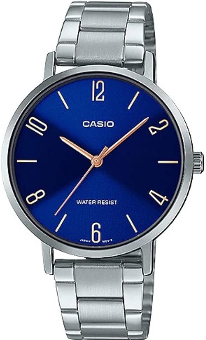 LTP-VT01D-2B2UDF Casio Blue Dial Stainless Steel Analog Quartz Women's Watch. - Timecheck