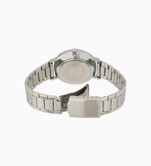 LTP-VT01D-2BUDF Casio Blue Dial Stainless Steel AnaLog Quartz Women's Watch. - Timecheck