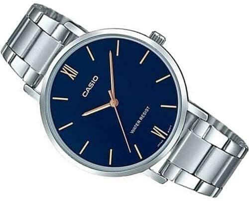 LTP-VT01D-2BUDF Casio Blue Dial Stainless Steel AnaLog Quartz Women's Watch. - Timecheck