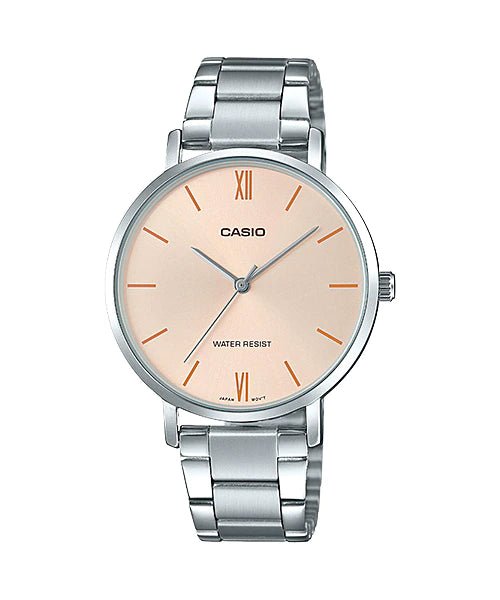 LTP-VT01D-4BUDF Casio Stainless Steel Peach Dial Analog Women's Watch. - Timecheck