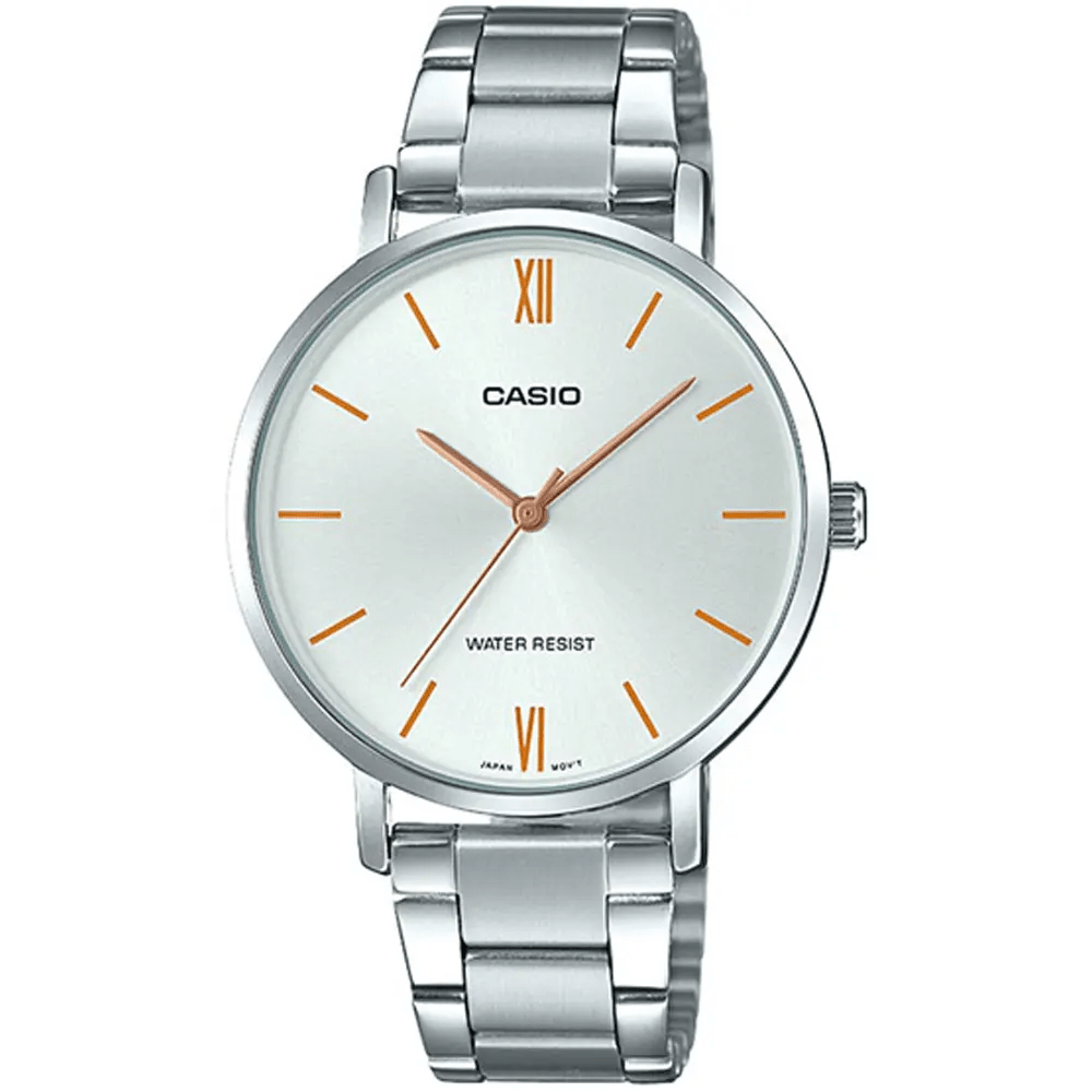 LTP-VT01D-7BUDF Casio Silver Dial Stainless Steel Analog Quartz Women's Watch. - Timecheck