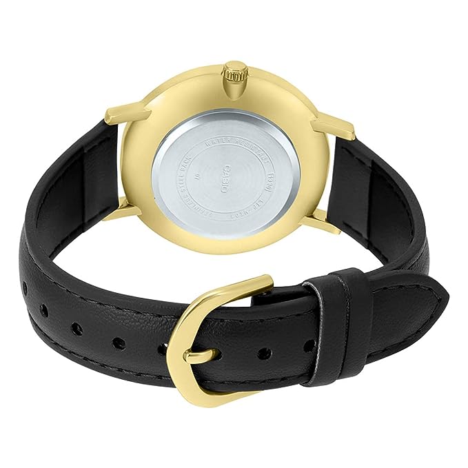 LTP-VT01GL-1BUDF Casio Black Dial Leather Strap Analog Quartz Women's Watch. - Timecheck
