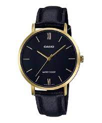LTP-VT01GL-1BUDF Casio Black Dial Leather Strap Analog Quartz Women's Watch. - Timecheck