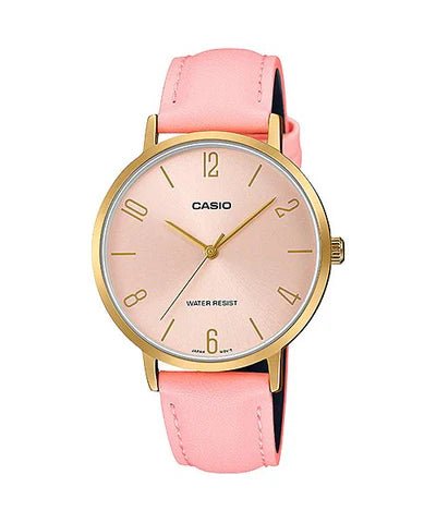 LTP-VT01GL-4BUDF Casio Pink Dial Pink Leather Band Analog Watch. - Timecheck