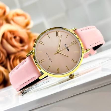 LTP-VT01GL-4BUDF Casio Pink Dial Pink Leather Band Analog Watch. - Timecheck