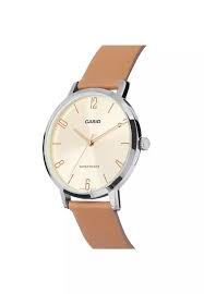 LTP-VT01L-5BUDF Casio Beige Dial Brown Leather Band Analog Women's Watch. - Timecheck
