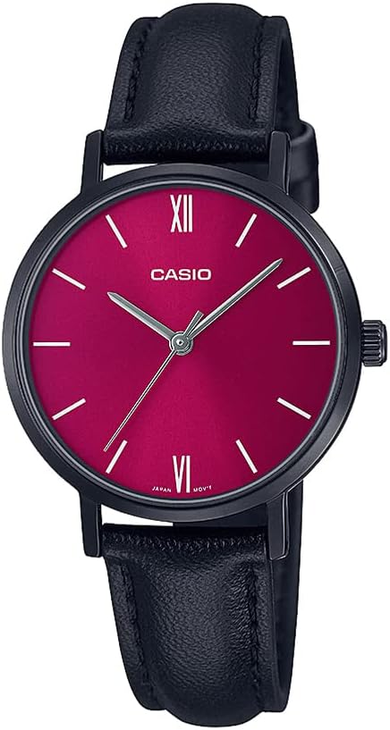 LTP-VT02BL-4AUDF Casio Pink Dial Leather Strap Analog Women's Watch. - Timecheck