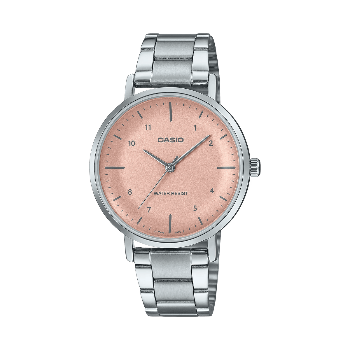 LTP-VT03D-4BDF Casio Pink Dial Silver Stainless Steel Chain Analog Women's Watch - Timecheck