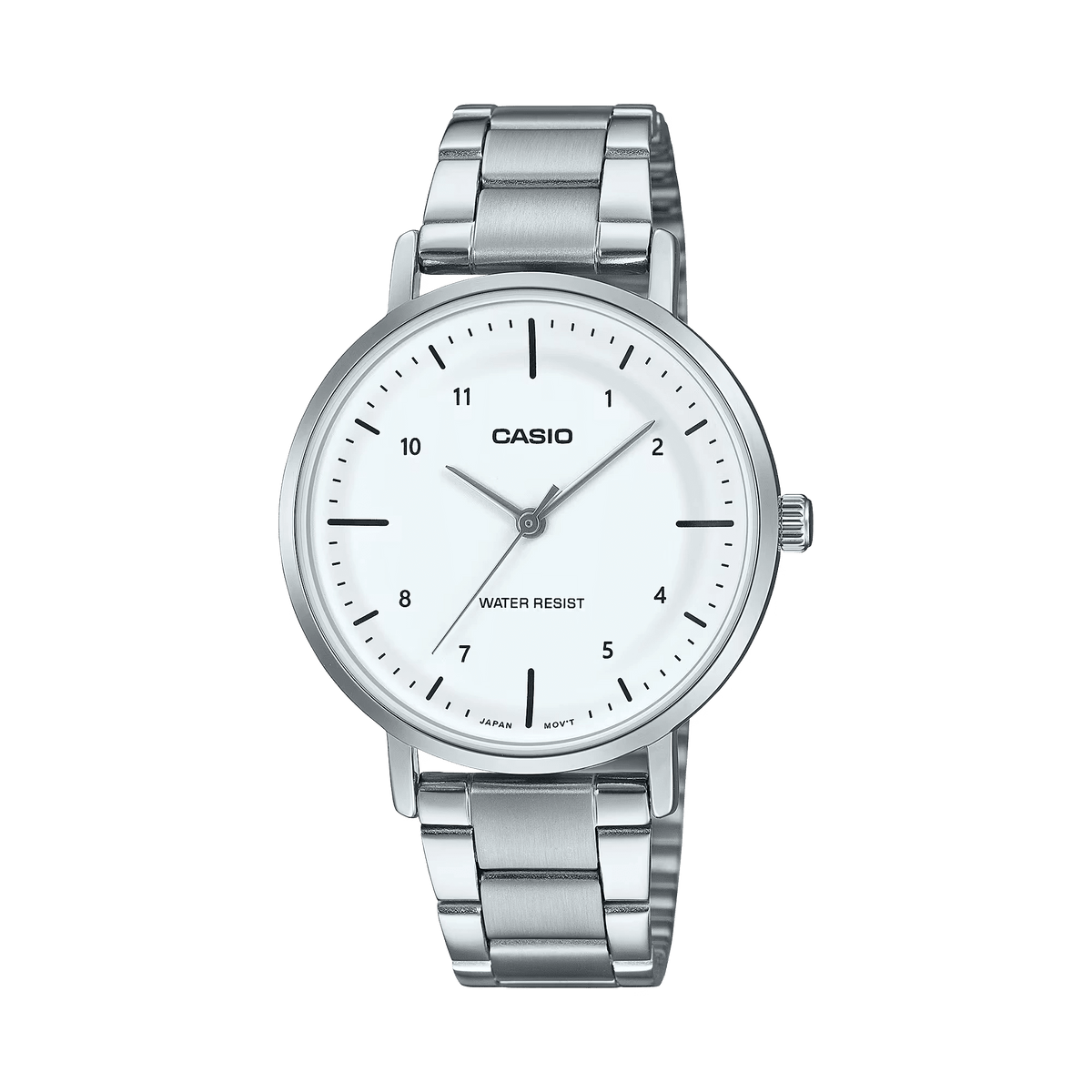 LTP-VT03D-7BDF Casio White Dial Silver Stainless Steel Chain Analog Women's Watch - Timecheck