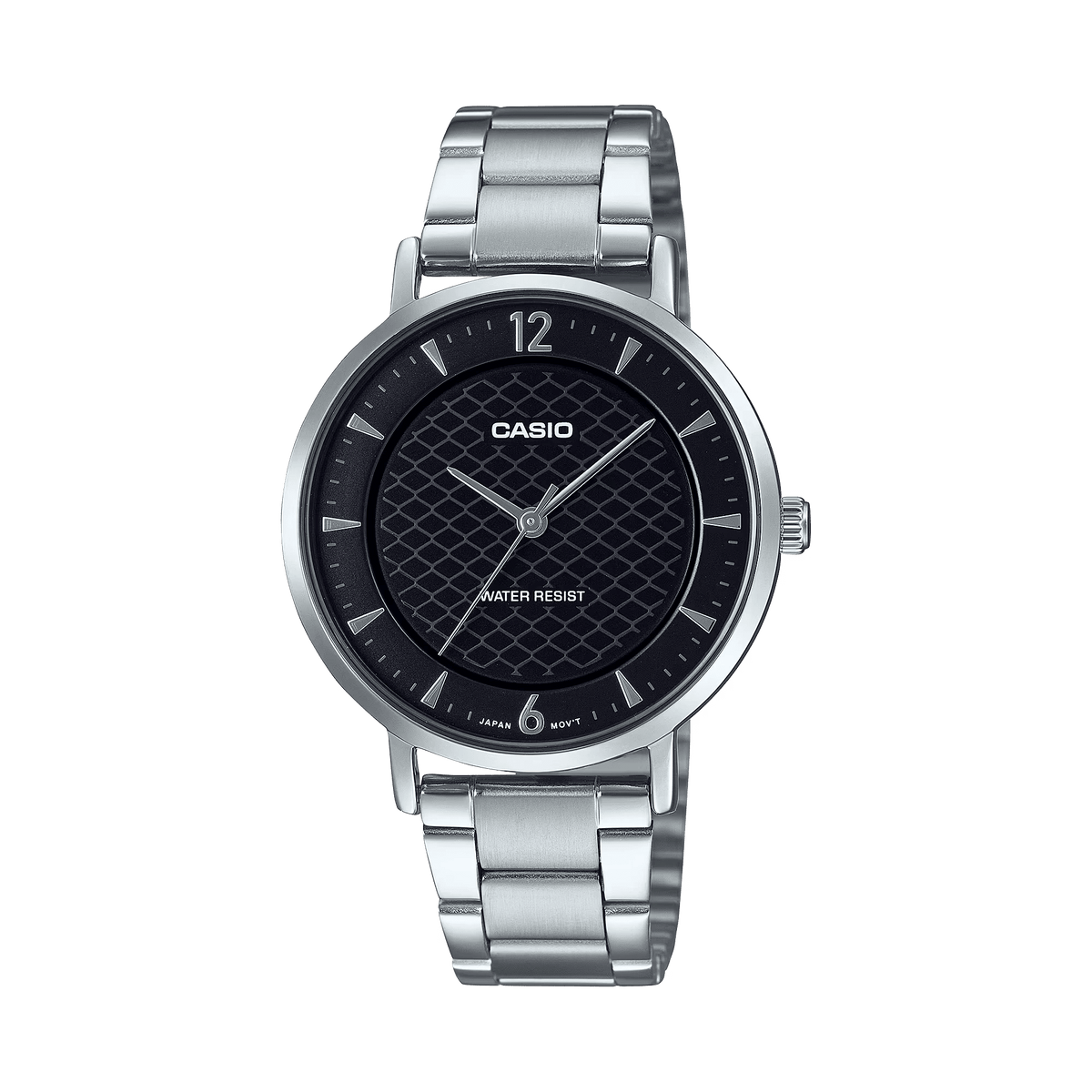 LTP-VT04D-1ADF Casio Black Dial Silver Stainless Steel Analog Quartz Women's Watch. - Timecheck