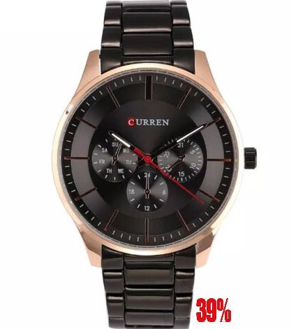 M_8282 Curren black Dial black Stainless Steel Chain Analog Quartz Men's Watch. - Timecheck