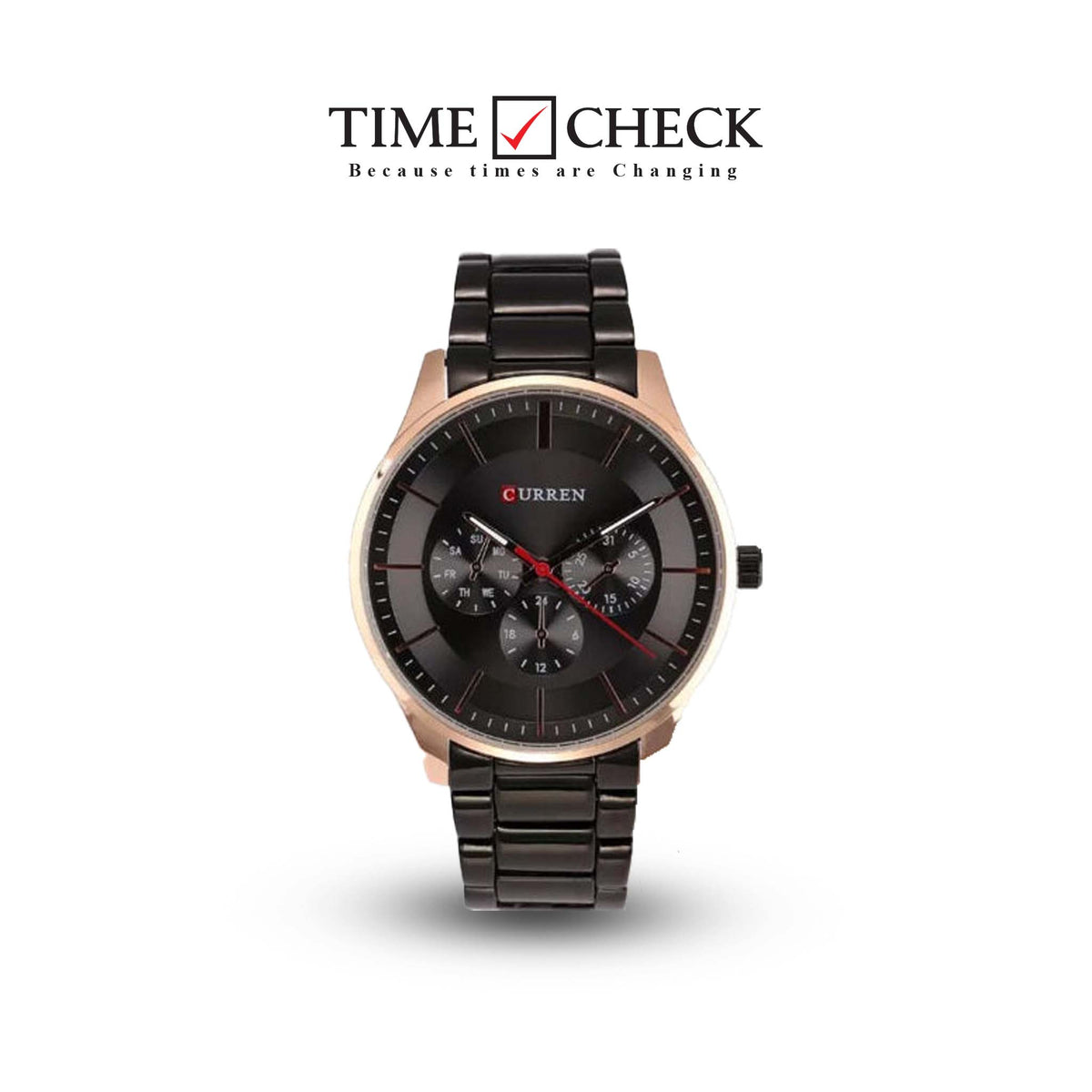 M_8282 Curren black Dial black Stainless Steel Chain Analog Quartz Men's Watch. - Timecheck